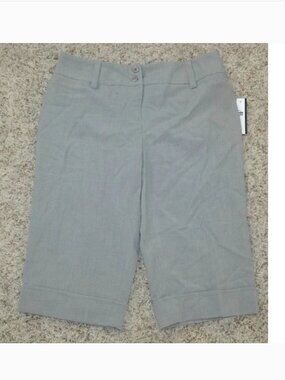AB Studio Bermuda Shorts Womens 2 Gray Flat Front Cuffed Hem Stretch Midrise